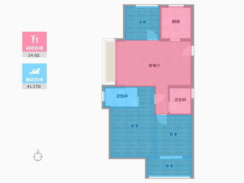 浙江省-杭州市-德信海德公园-66.89-户型库-动静分区