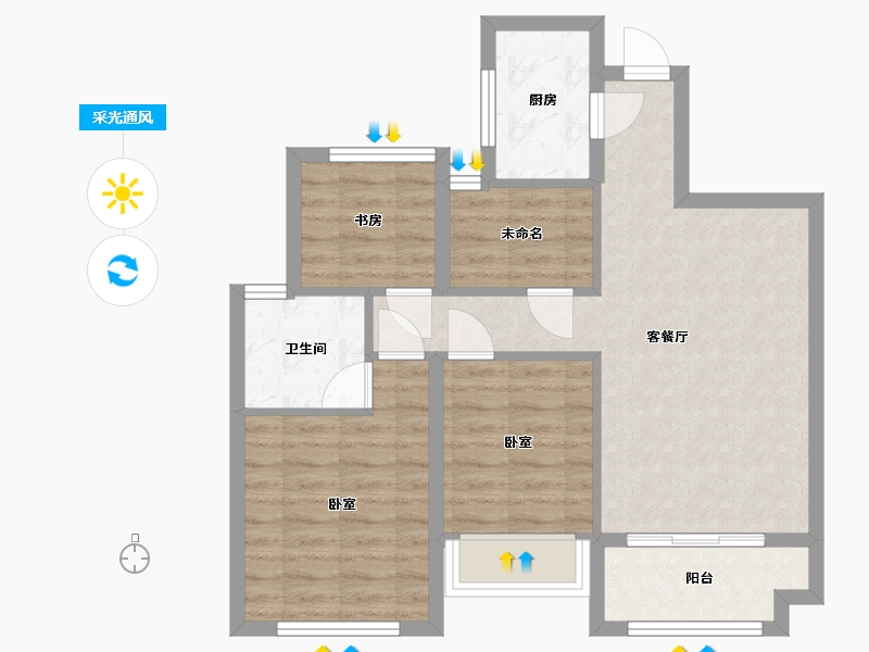 浙江省-杭州市-德信海德公园-68.79-户型库-采光通风