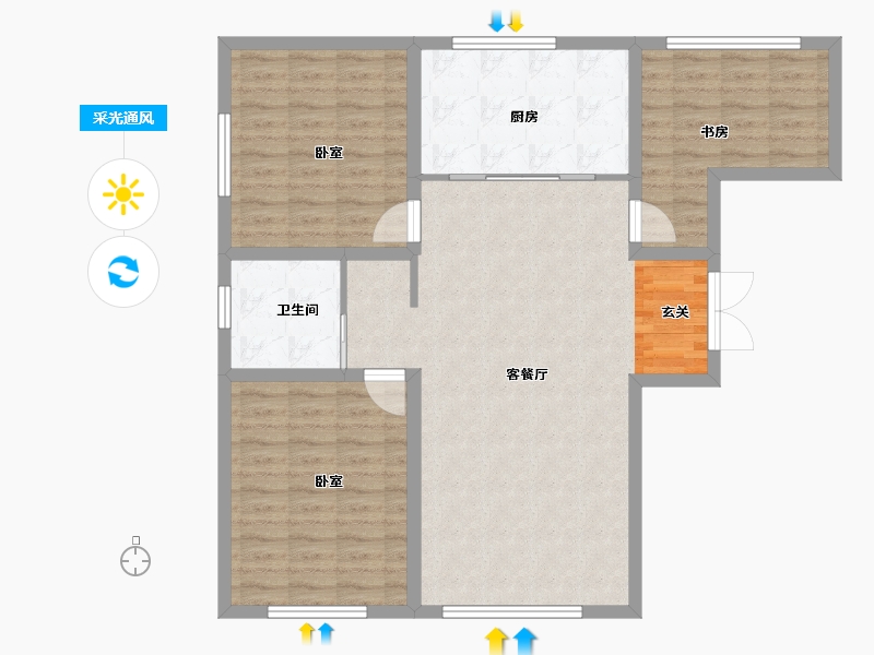 新疆维吾尔自治区-乌鲁木齐市-西山大学城翰岭佳苑-99.00-户型库-采光通风