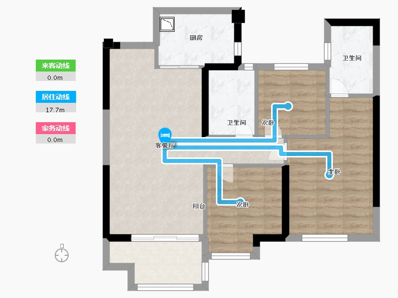 福建省-南平市-碧桂园·外滩府-70.00-户型库-动静线