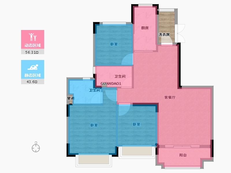 安徽省-合肥市-空港恒大时代新城-94.00-户型库-动静分区