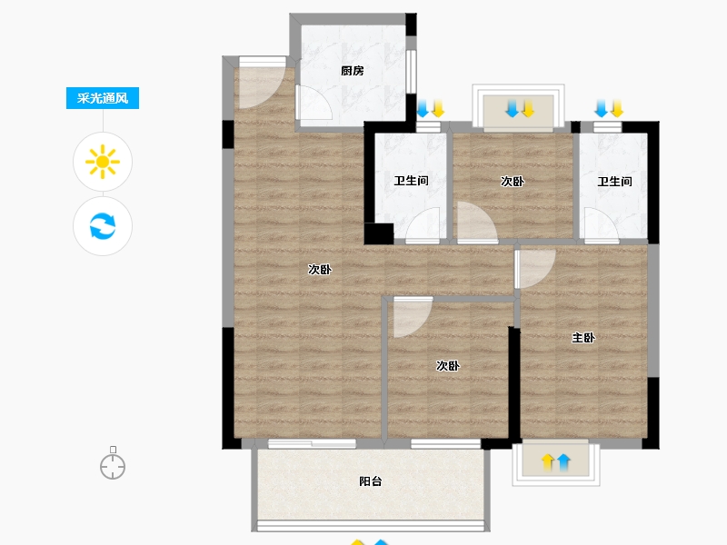 福建省-福州市-滨海橙里-78.00-户型库-采光通风