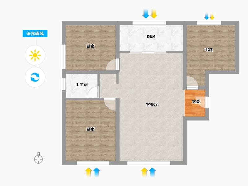 新疆维吾尔自治区-乌鲁木齐市-西山大学城翰岭佳苑-83.28-户型库-采光通风