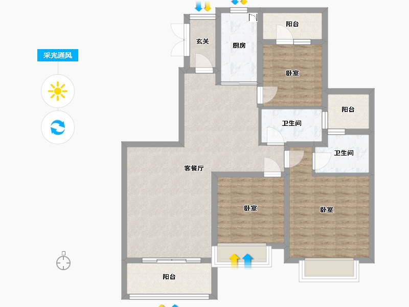 浙江省-湖州市-湖州恒大悦珑湾-95.00-户型库-采光通风