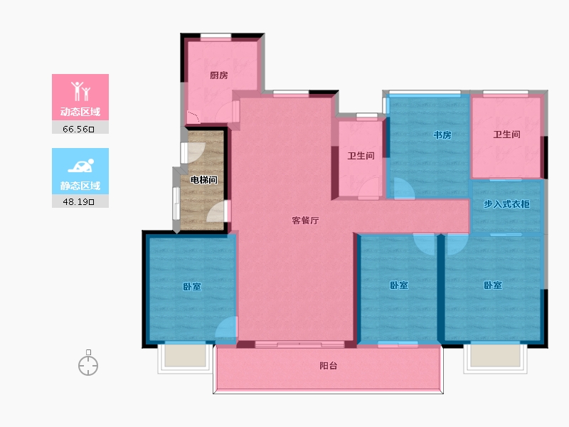 浙江省-宁波市-万象华府二期-108.00-户型库-动静分区