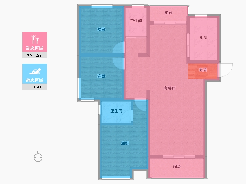 安徽省-滁州市-湖畔花园-102.00-户型库-动静分区