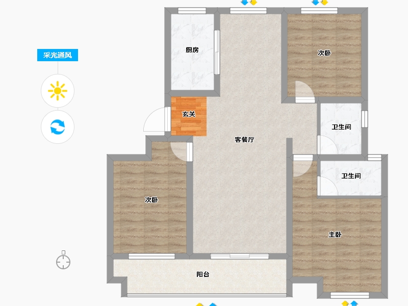 安徽省-滁州市-湖畔花园-97.26-户型库-采光通风