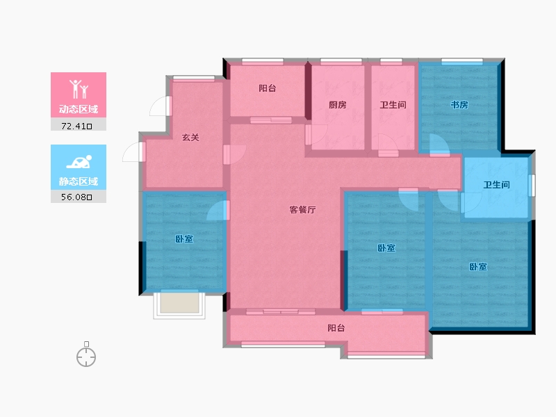 江苏省-扬州市-宏云东悦府-113.32-户型库-动静分区