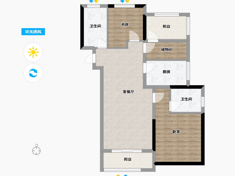 江苏省-扬州市-宏云东悦府-81.47-户型库-采光通风