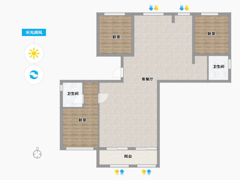 浙江省-温州市-乐清置信原墅-126.00-户型库-采光通风