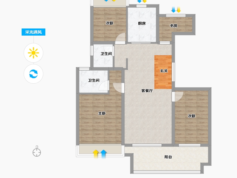 安徽省-黄山市-翼天学苑里-102.99-户型库-采光通风