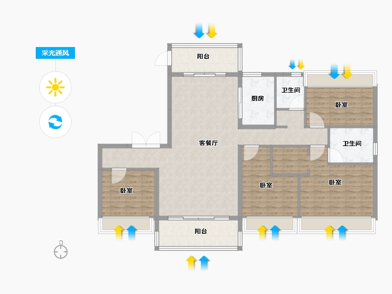 浙江省-绍兴市-嵊州碧桂园江湾1号-134.00-户型库-采光通风