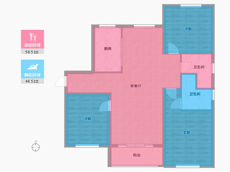 江苏省-苏州市-新都·泰和府-94.89-户型库-动静分区