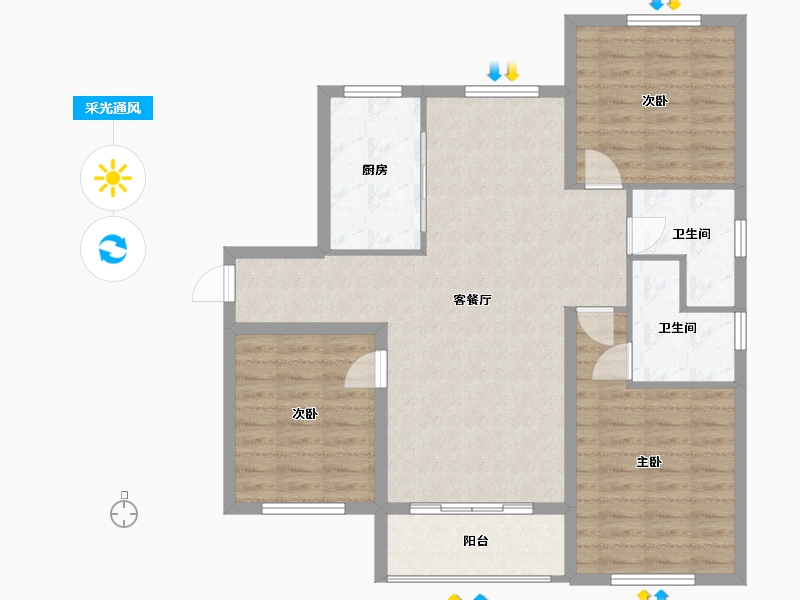 江苏省-苏州市-新都·泰和府-94.89-户型库-采光通风