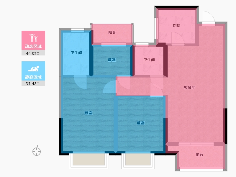 浙江省-宁波市-首开龙湖·春江郦城-70.12-户型库-动静分区