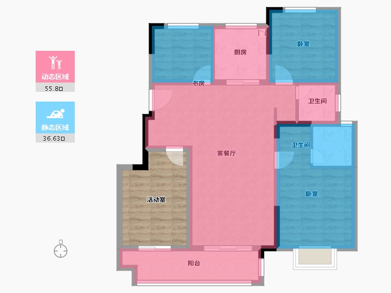 安徽省-淮南市-新滨湖孔雀城-94.01-户型库-动静分区