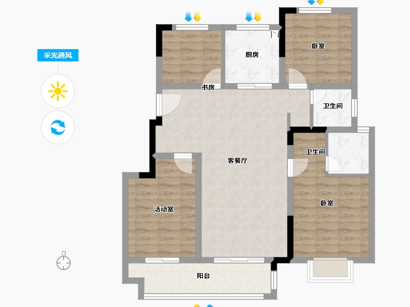 安徽省-淮南市-新滨湖孔雀城-94.01-户型库-采光通风