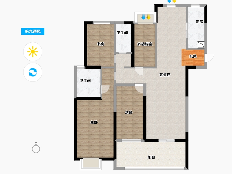 江苏省-淮安市-建华观园-公园道-116.80-户型库-采光通风