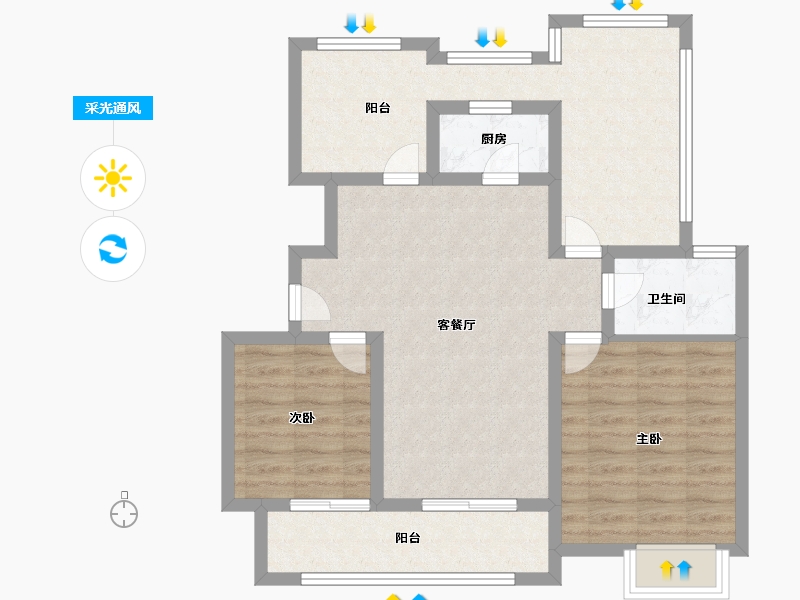 江苏省-扬州市-中海世玺-79.99-户型库-采光通风