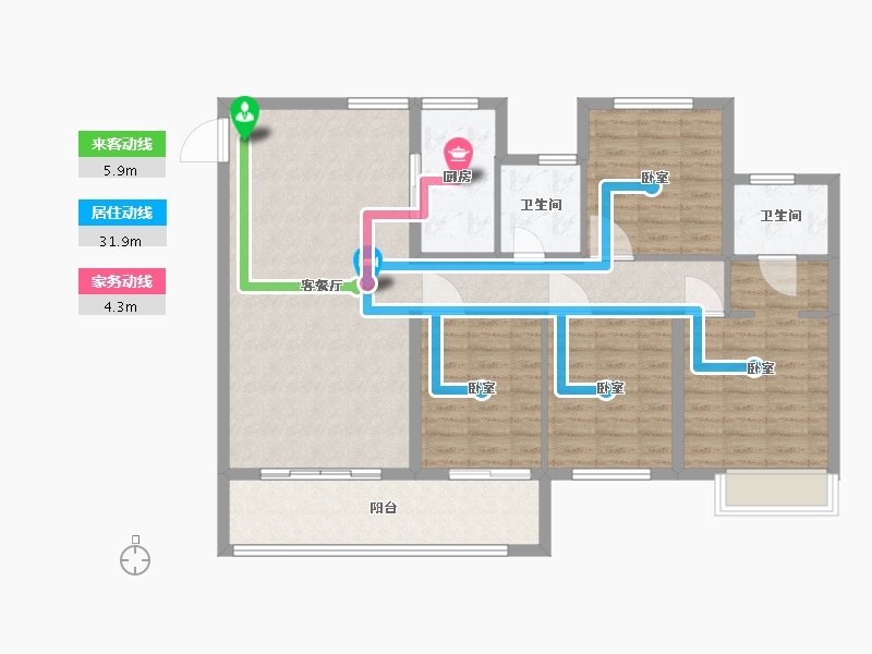 浙江省-温州市-乐清置信原墅-111.01-户型库-动静线