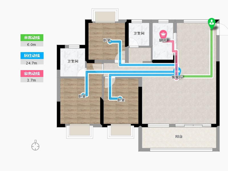 安徽省-淮南市-北京城房北大学府-88.69-户型库-动静线