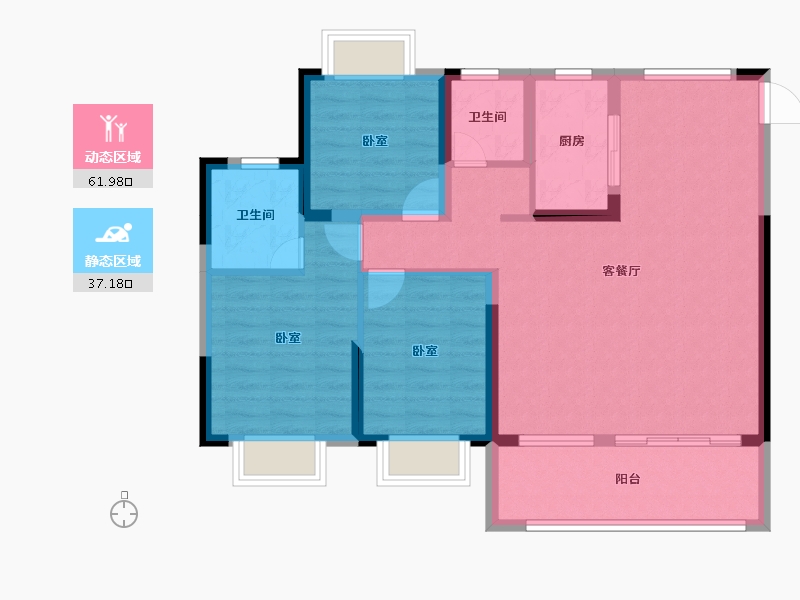 安徽省-淮南市-北京城房北大学府-88.69-户型库-动静分区