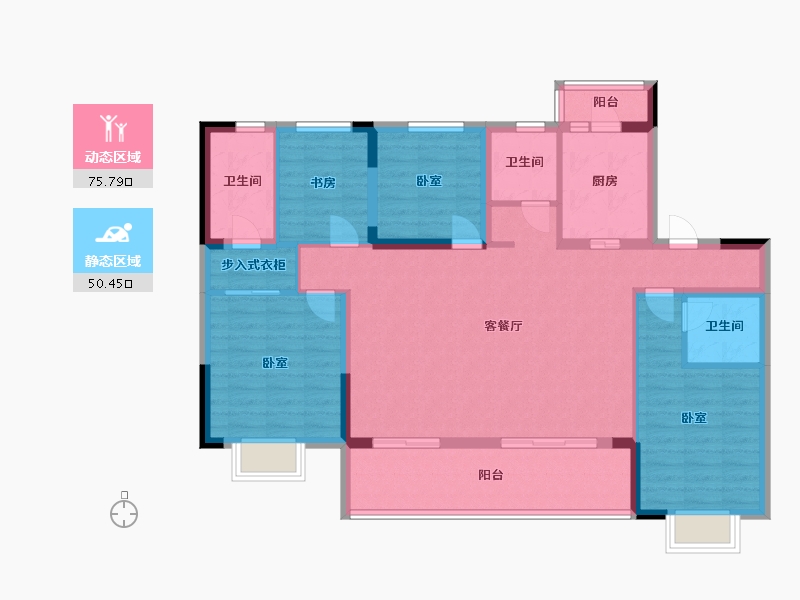 浙江省-宁波市-新力·帝泊湾-113.00-户型库-动静分区