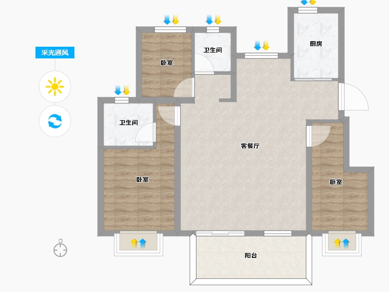 江苏省-南京市-如意郡-86.00-户型库-采光通风