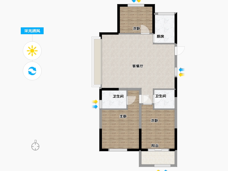 江苏省-盐城市-万泰时代城-110.40-户型库-采光通风