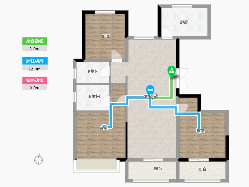 江苏省-扬州市-时润蓝湾-105.00-户型库-动静线