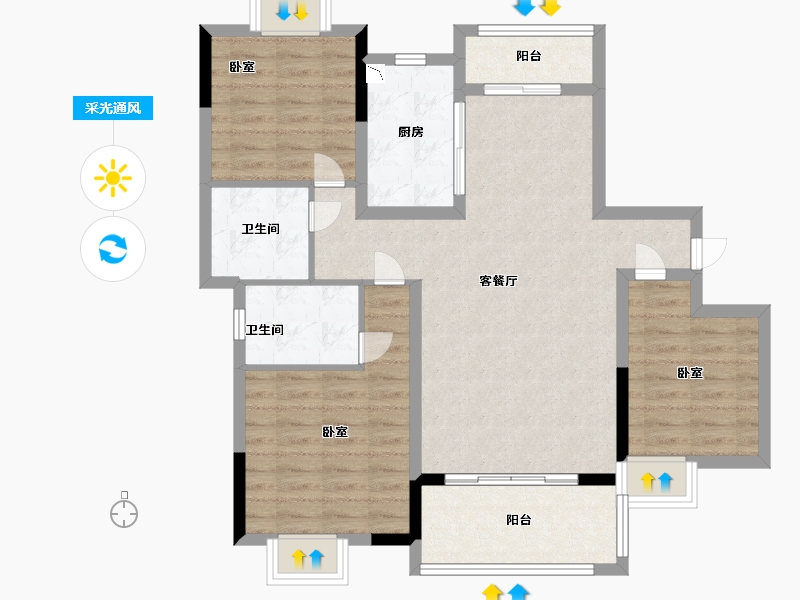 江西省-抚州市-临川中心-90.90-户型库-采光通风