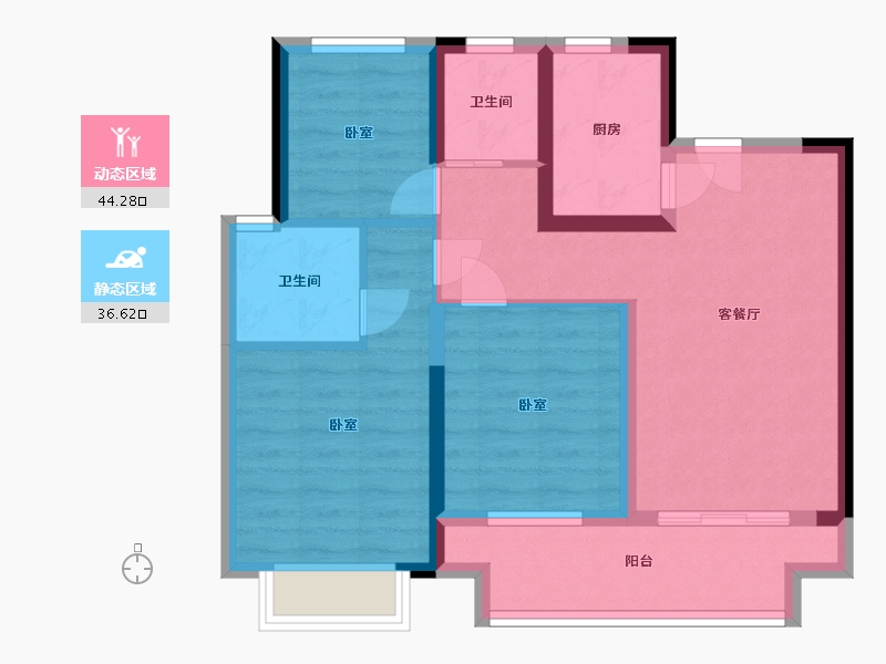 浙江省-宁波市-湖畔云庭-71.00-户型库-动静分区