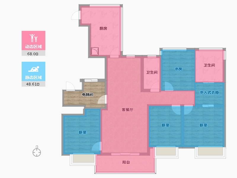 浙江省-宁波市-万象华府二期-109.58-户型库-动静分区