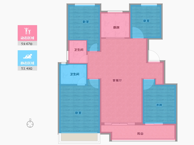 浙江省-金华市-金地中天风华东方-102.00-户型库-动静分区