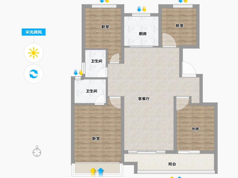 浙江省-金华市-金地中天风华东方-102.00-户型库-采光通风