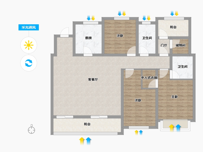 江苏省-扬州市-中海世玺-114.00-户型库-采光通风