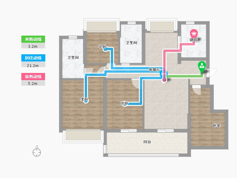 江苏省-苏州市-新城嘉樾时代花园-96.09-户型库-动静线