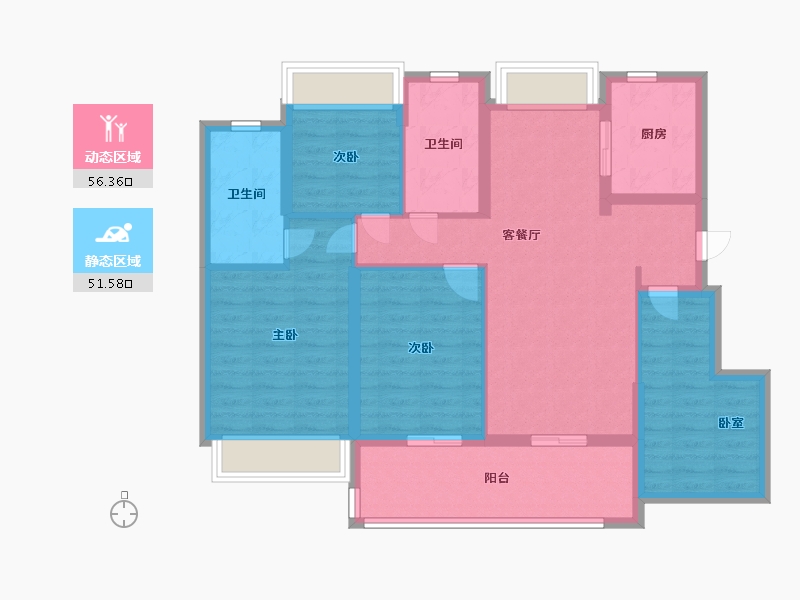 江苏省-苏州市-新城嘉樾时代花园-96.09-户型库-动静分区