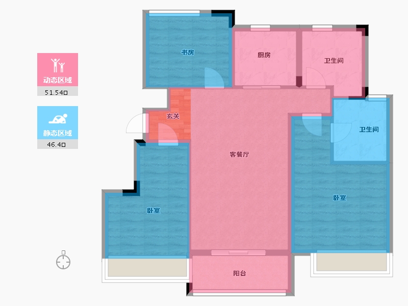 浙江省-嘉兴市-柳岸晓风-88.00-户型库-动静分区