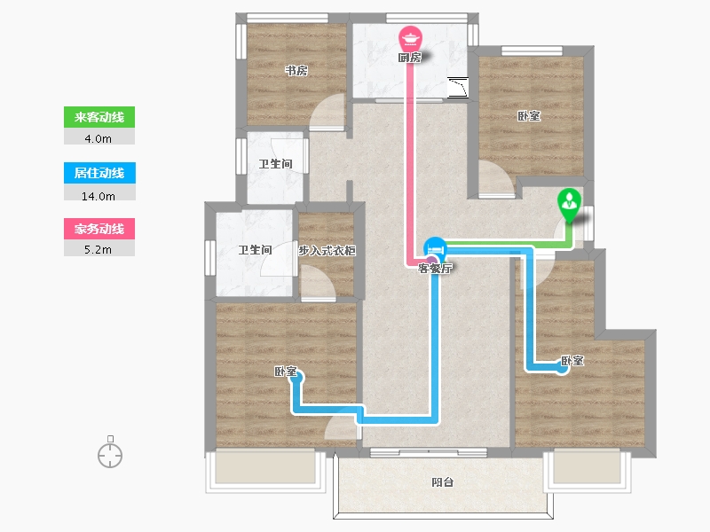 浙江省-宁波市-万象华府二期-88.00-户型库-动静线