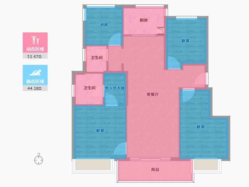 浙江省-宁波市-万象华府二期-88.00-户型库-动静分区