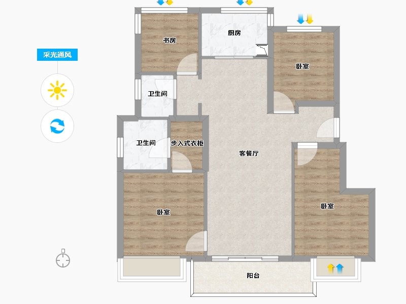 浙江省-宁波市-万象华府二期-88.00-户型库-采光通风