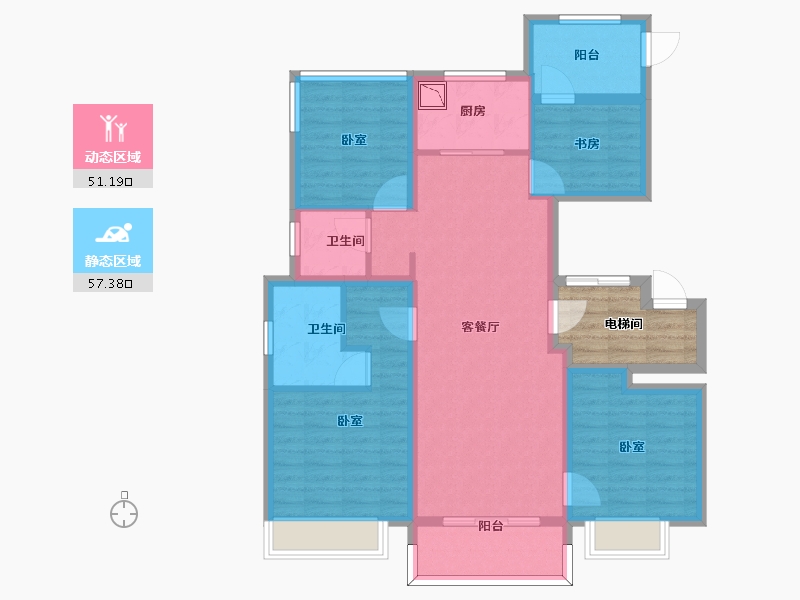 浙江省-宁波市-万象华府二期-103.00-户型库-动静分区