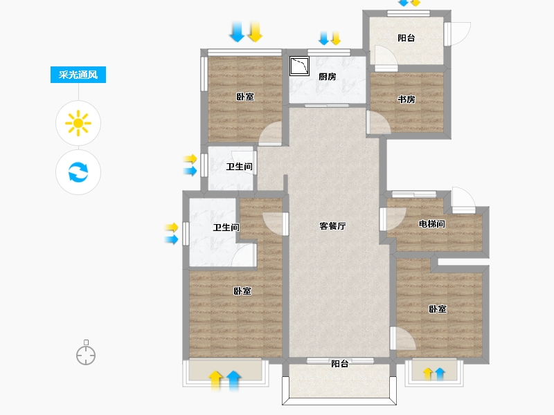 浙江省-宁波市-万象华府二期-103.00-户型库-采光通风