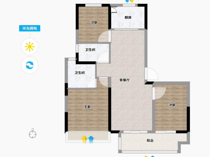 江苏省-徐州市-绿地国际产业新城-94.00-户型库-采光通风