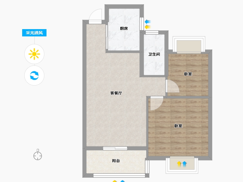 浙江省-杭州市-凤凰府邸-59.99-户型库-采光通风