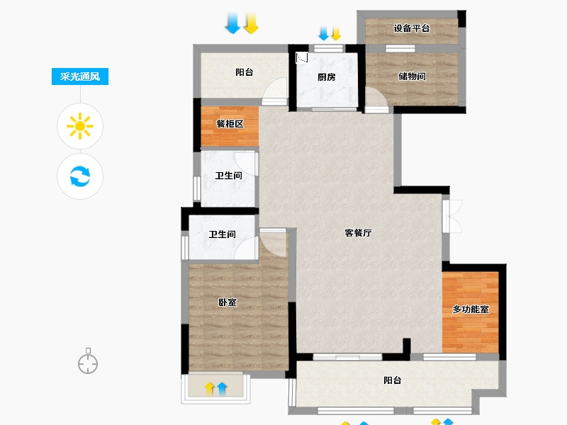 安徽省-合肥市-华盛中央公馆-96.82-户型库-采光通风