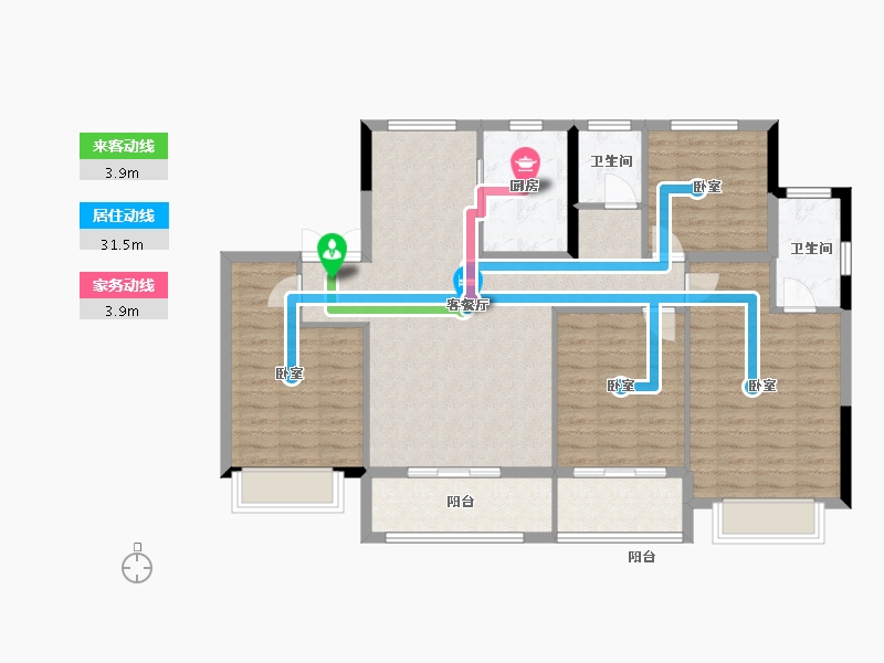 江苏省-扬州市-时润蓝湾-114.00-户型库-动静线