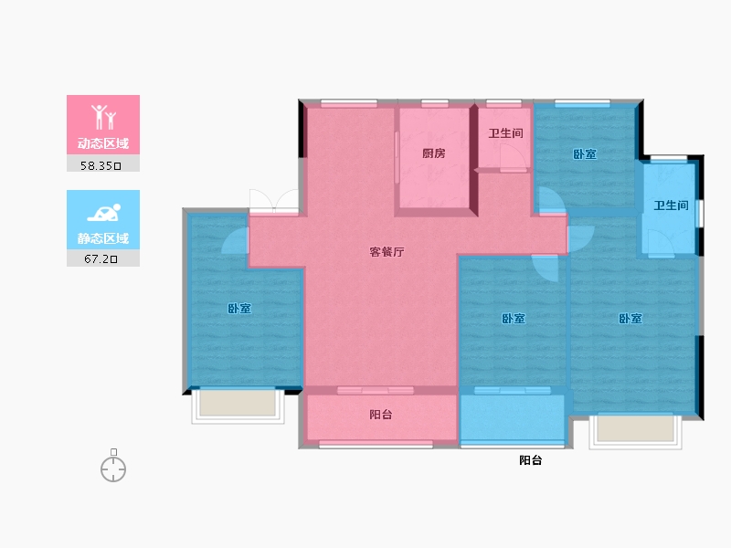 江苏省-扬州市-时润蓝湾-114.00-户型库-动静分区