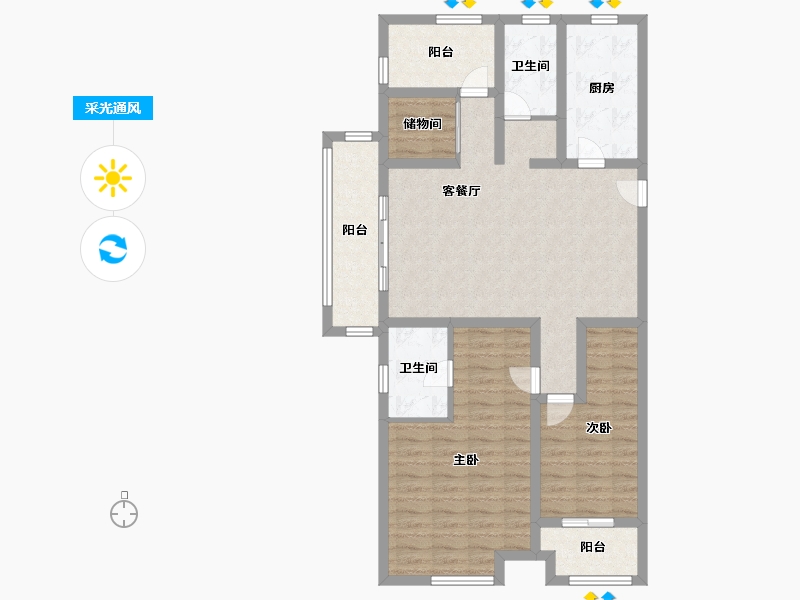 江苏省-扬州市-昌建广场-98.08-户型库-采光通风